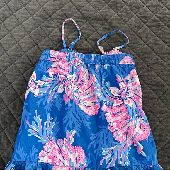 Lilly Pulitzer Little Girls Dress Medium Shift Blue pink Sleeveless B24 - Picture 4 of 5